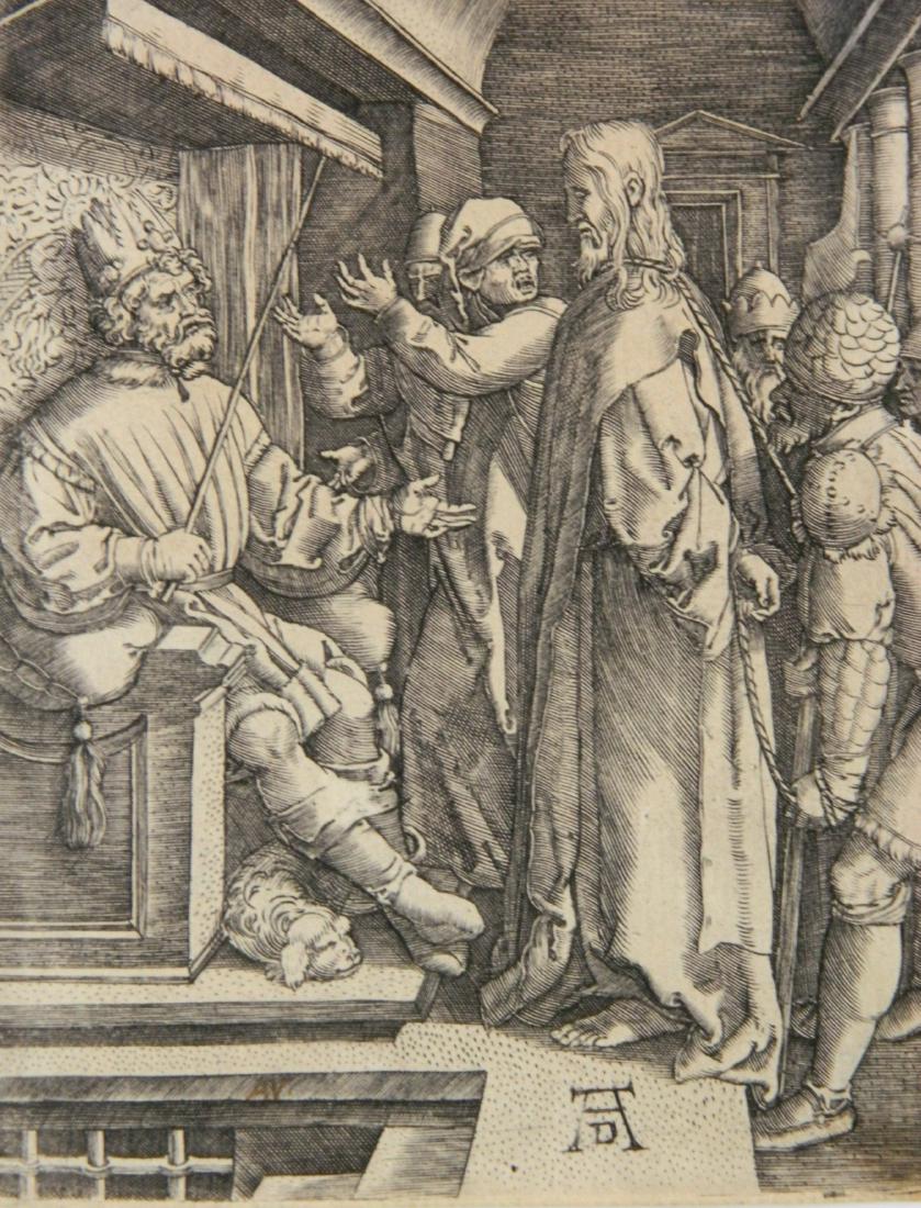 after Albrecht Durer engraving: after Albrecht Durer (German 1471-1528)- ''Christus Vor Herodes''- engraving, collector's stamp in blue ink- 'C. H. Protector Meus' verso (Lugt 567, minor tears around edges. 4 /78 x 3 3/4''