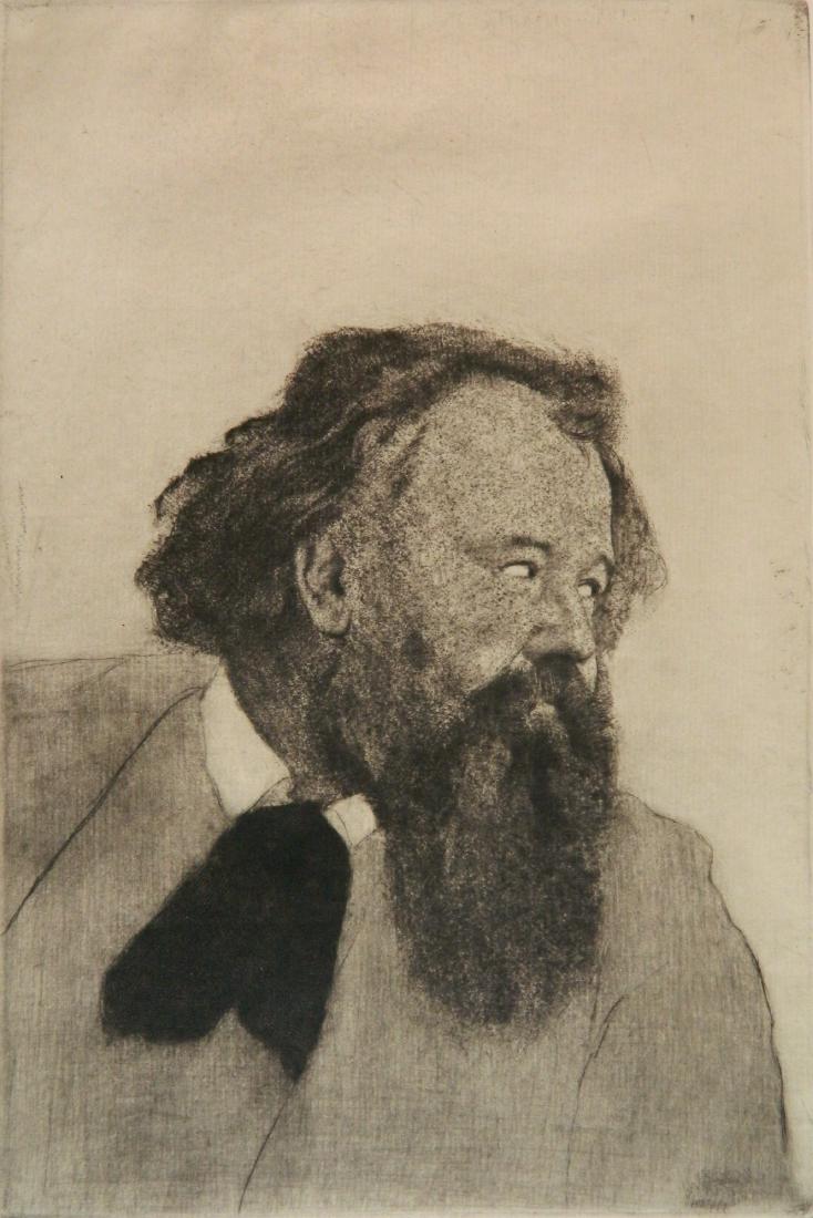 Emil Orlik etching: Emil Orlik (German 1870-1932)- Portrait of Hermann Bahr- etching, signed in pencil, good condition. 11 5/8 x 7 3/4''