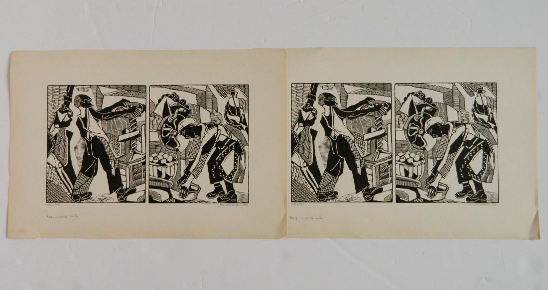 2 Helen West Heller woodcuts: Helen West Heller (American 1872-1955)- ''Cider Press''- 2 woodcuts, 1939, both signed, titled and dated in pencil, very good condition. 6 1/2 x 11 1/4'' ea.