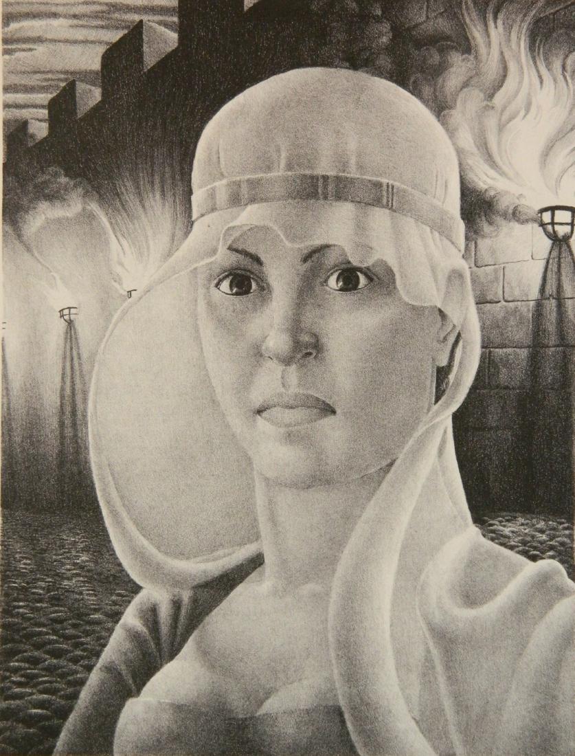Kyra Markham lithograph: Kyra Markham (American 1891-1967)- ''Lady Macbeth (Self-Portrait)''- lithograph, 1935, sgined, dated, titled and nubmered 41/50 in pencil, very good condition. 11 1/8 x 8 3/8''