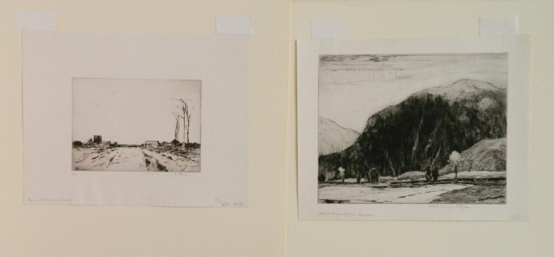 2 Chauncey F. Ryder etchings: Chauncey F. Ryder (American 1868-1949)- 1.) ''Mount Vernon Road''- drypoint, ca. 1920, signed and numbred 4/10 in pencil. 4 7/8 x 6 3/4'' 2.) ''Bald Mountain, Tennessee''- etching, ca. 1920, signed in