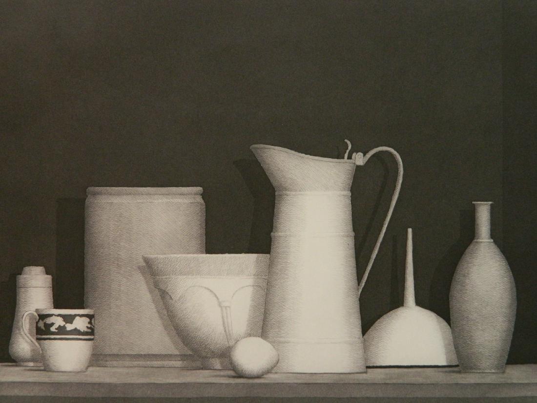 William Bailey etching, aquatint and softground: William Bailey (American 1930- )- Untitled (Still-Life)- etching, aquatint and softground, 2001, signed and dated in pencil, edition of 250, The Print Club of Cleveland publication no. 80, very good c