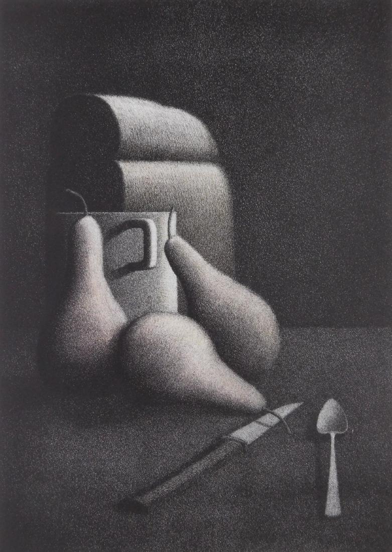 Robert Kipniss lithograph: Robert Kipniss (American 1931- )- ''Still-Life with Pears''- lithograph in color, 1976, signed and numbered 86/90 in pencil, very good condition. 14 x 10''