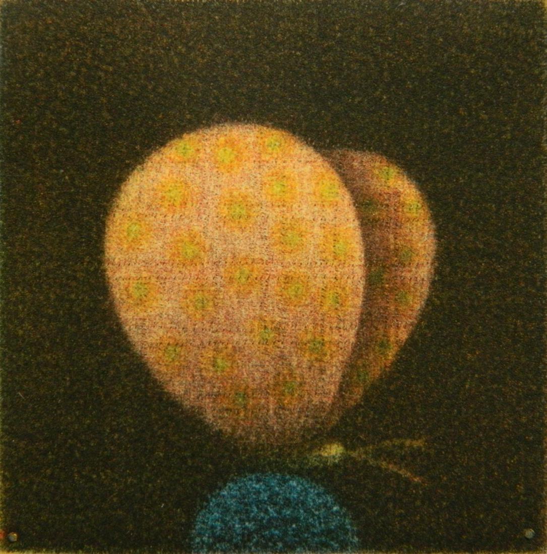 Yozo Hamaguchi mezzotint: Yozo Hamaguchi (Japanese 1909-2000)- ''Papillon Rouge''- mezzotint in color, 1972, signed in pencil, edition of 268, The Print Club of Cleveland publication no. 51 for 1973, note: colors faded. 1 7/8