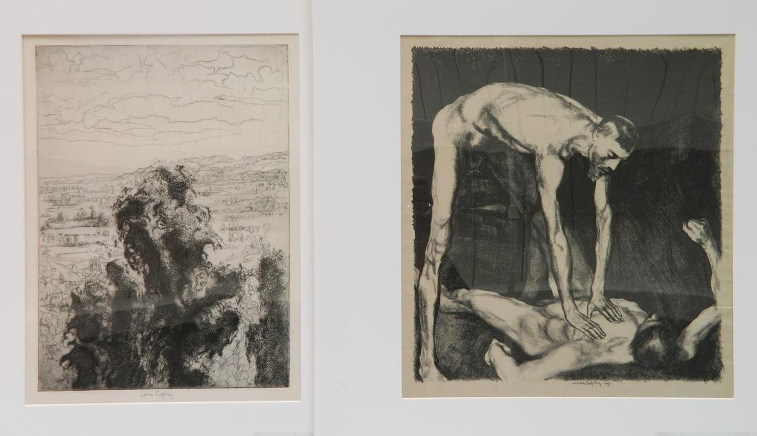 John Copley 2 etchings: John Copley (British 1875-1950)- ''Jesus and a Leper'' (Wright 189); and ''Vale of Severn, Morning'' (Copley 125)- 2 etchings, 1923 and 1947, both signed in pencil, 'Jesus...' annotated 'imp' in penci