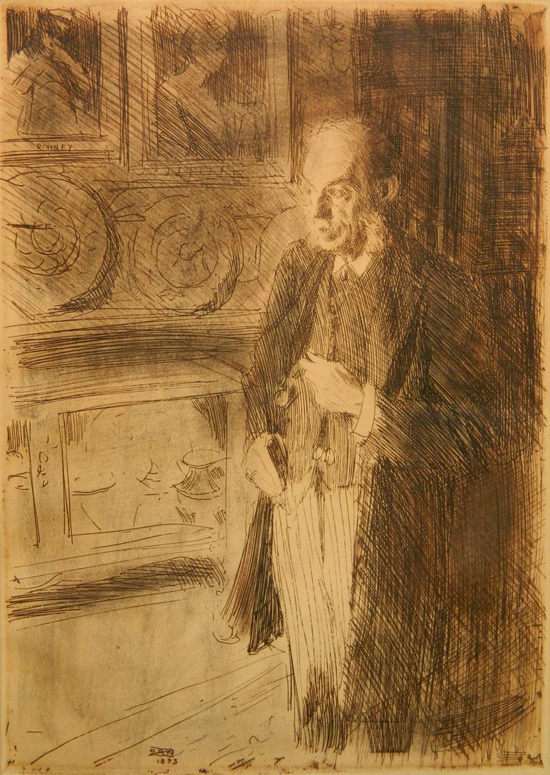 Anders Zorn etching: Anders Zorn (Swedish 1860-1920)- Portrait of Henry Marquand- etching, signed in pencil, slightly light struck, otherwise good condition. 11 x 7 5/8''