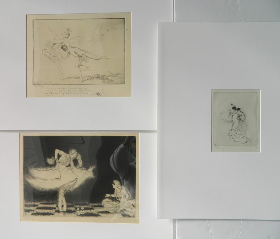 Troy Kinney 3 etching and drypoint: Troy Kinney (American 1871-1968)- ''Roshanara'' (Kinney 22); ''Viva Andalucia!'' (K. 26); ''Swallows'' (K. 25)- 3 etching and drypoint, 1918 and 1919 (2), all signed in pencil, 'Roshanara' numbered 72