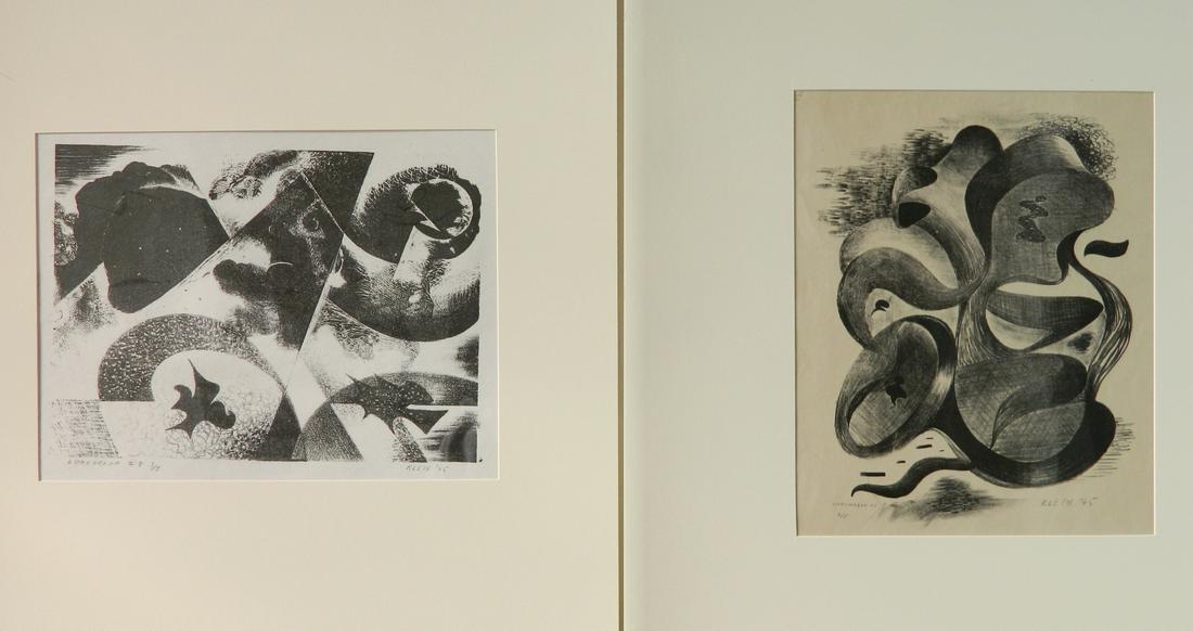 Medard Klein 2 lithographs: Medard Klein (American 1905-2000)- ''Lithograph #1''; ''Lithograph #8''- 2 lithographs, 1945, both signed, dated, titled and numbered 2/5 and 3/8 in pencil. 9 3/4 x 7 1/4''; 7 1/8 x 9 3/4''