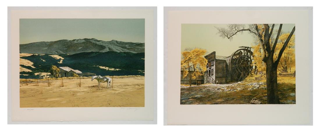 Merv Corning 2 lithographs: Merv Corning (American 1926-2006)- ''The Old Bale Mill''; ''High Country''- 2 lithographs in color, 1977, both signed, numbered and annotated A.P. in pencil, very good condition. 17 x 24 1/4'' ea.
