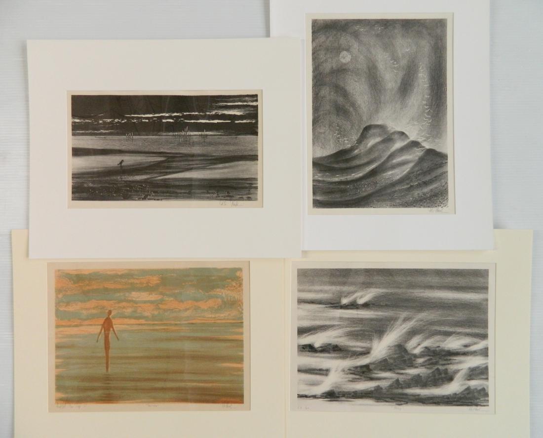 Richard A. Florsheim 4 lithographs: Richard A. Florsheim (American 1916-1979) 4 lithographs- 1.) ''Stray''- signed, titled and inscribed 'L.P./M.P.' in pencil; 2.) ''Solitude''- in color, signed, titled and inscribed 'Landfall Press Imp
