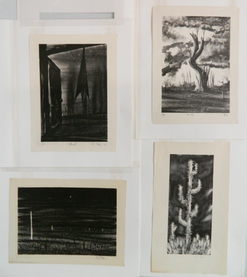 Richard A. Florsheim 4 lithographs: Richard A. Florsheim (American 1916-1979) 4 lithographs- 1.) ''Wind Was Gone - The Branches Torn'' (Iacono 13.10)- 1944, initialed, dated, numbered 12/12 and inscribed 'For Pete' in pencil; 2.) ''And 