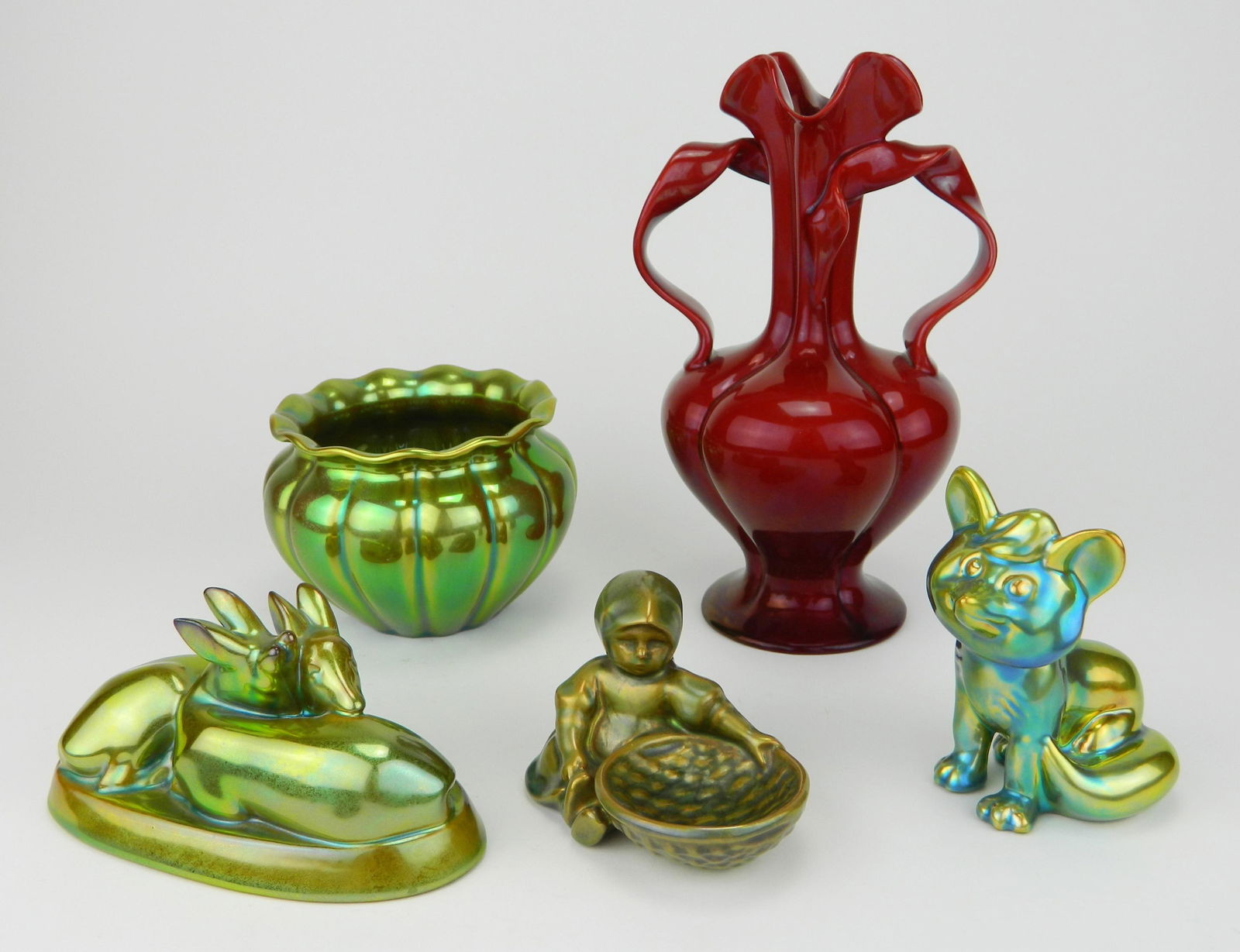 5 Zsolnay Iridescent Porcelain pieces (1 of 7)