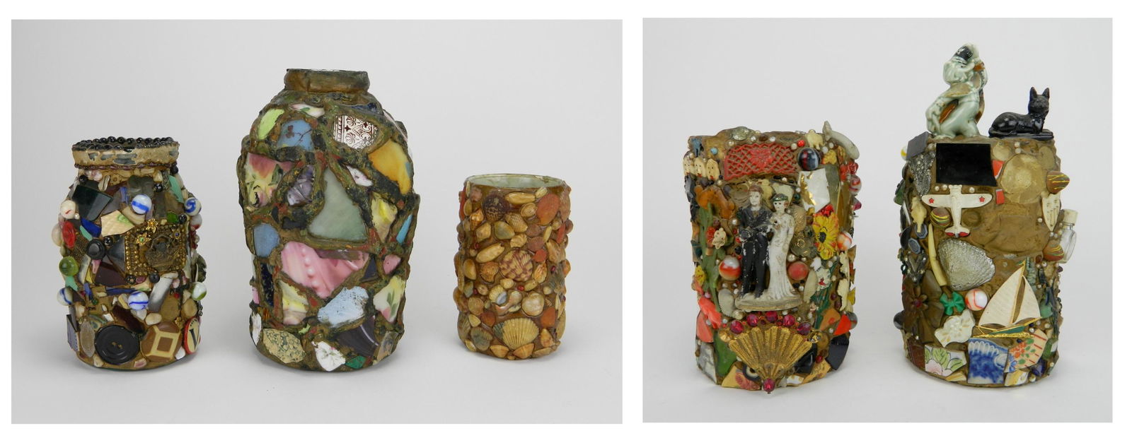 19/20th c. 3 Memory vases and stands (1 of 9)