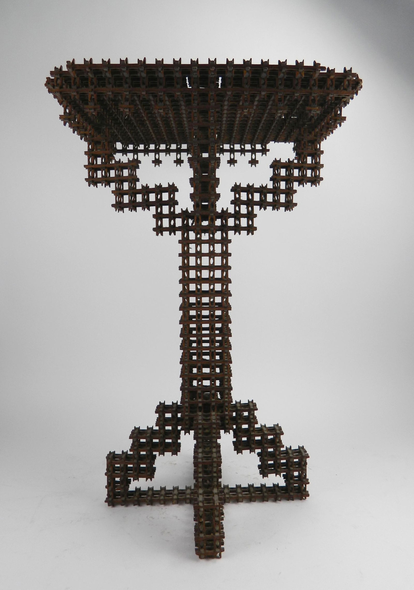 Tramp Art 'Crown of Thorns' table (1 of 5)