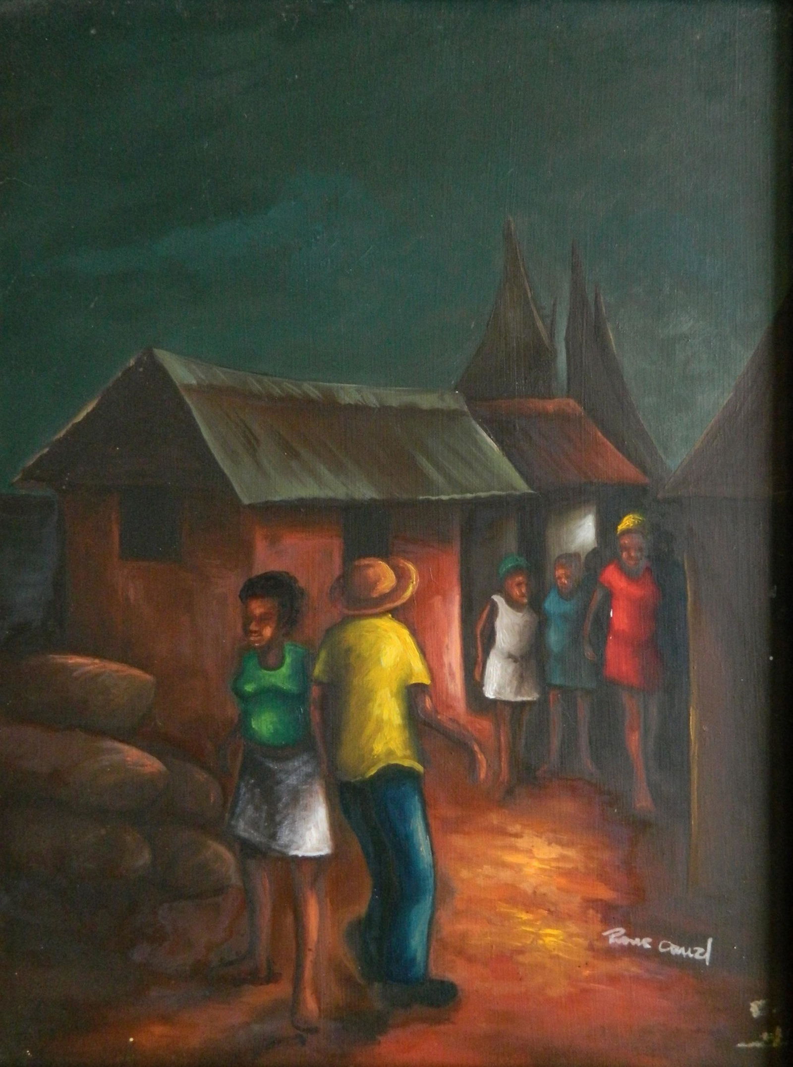 20th c. Haitian School oil (1 of 4)