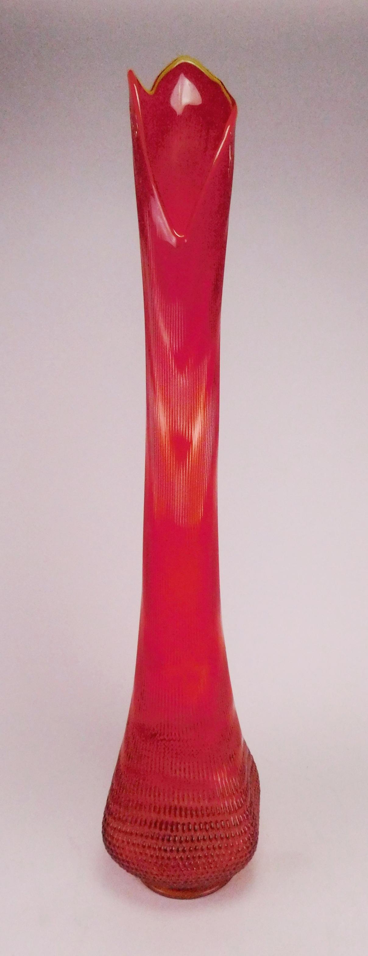 Blenko style  Orange Art Glass vase (1 of 3)