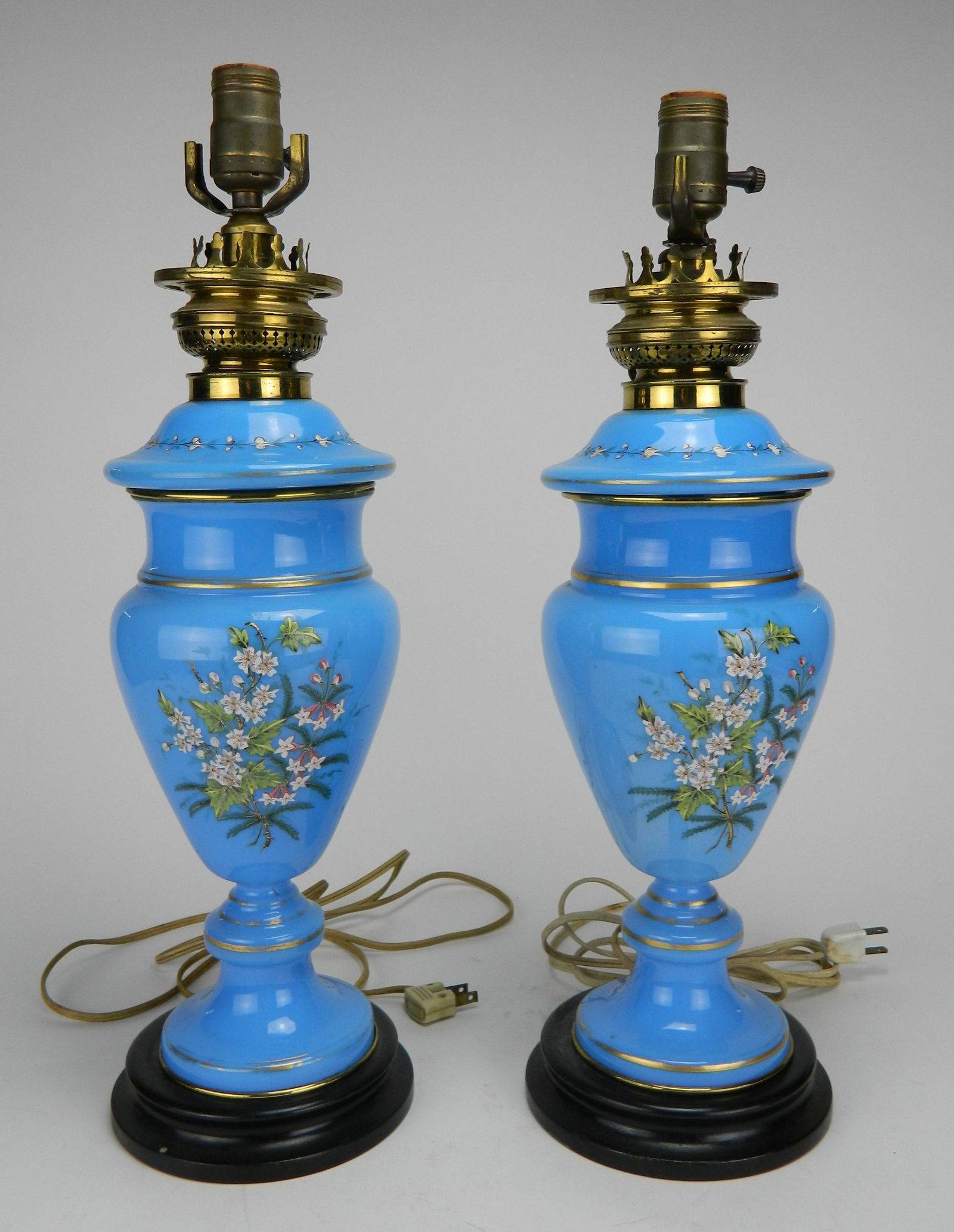 Pair of blue opanline lamps (1 of 6)