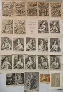 24 Miscellaneous prints: 24 Miscellaneous prints of religious imagery- including Maurice Denis, Raphael Soyer (2), Jacobus de Voragine, Pierre Bettelini after N. Poussin, Pieter de Jode (7); and Crispin I and II Van De Passe-