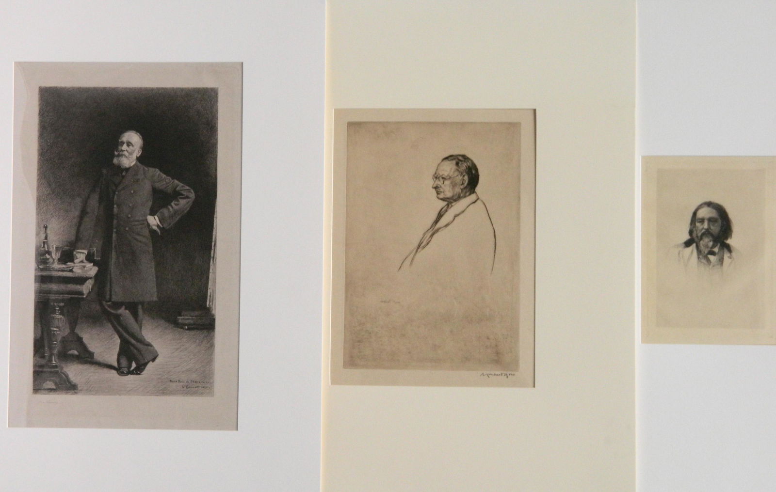 3 Prints: 3 Prints- 1.) Sir Muirhead Bone (Scottish 1876-1953)- ''John Robertson, Esq'' (Dodgson 430 v/vi)- drypoint, 1929, signed in pencil, edition of 29, 10 x 7''; 2.) Leopold Flameng (French 1831-1911)- ''P