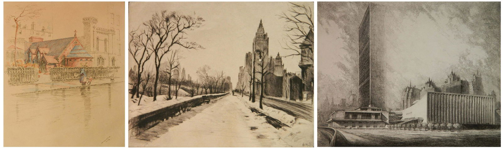 3 American prints with New York scenes (1 of 9)