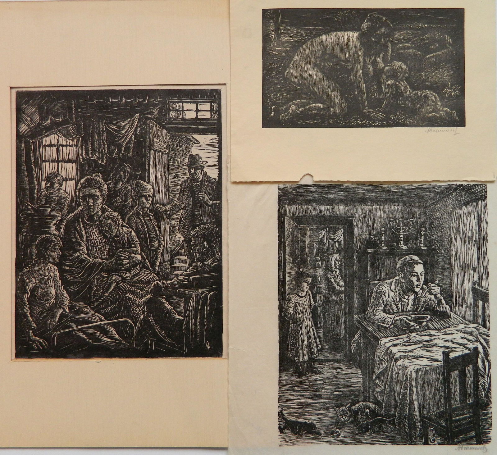 3 Albert Abramovitz woodcuts (1 of 12)