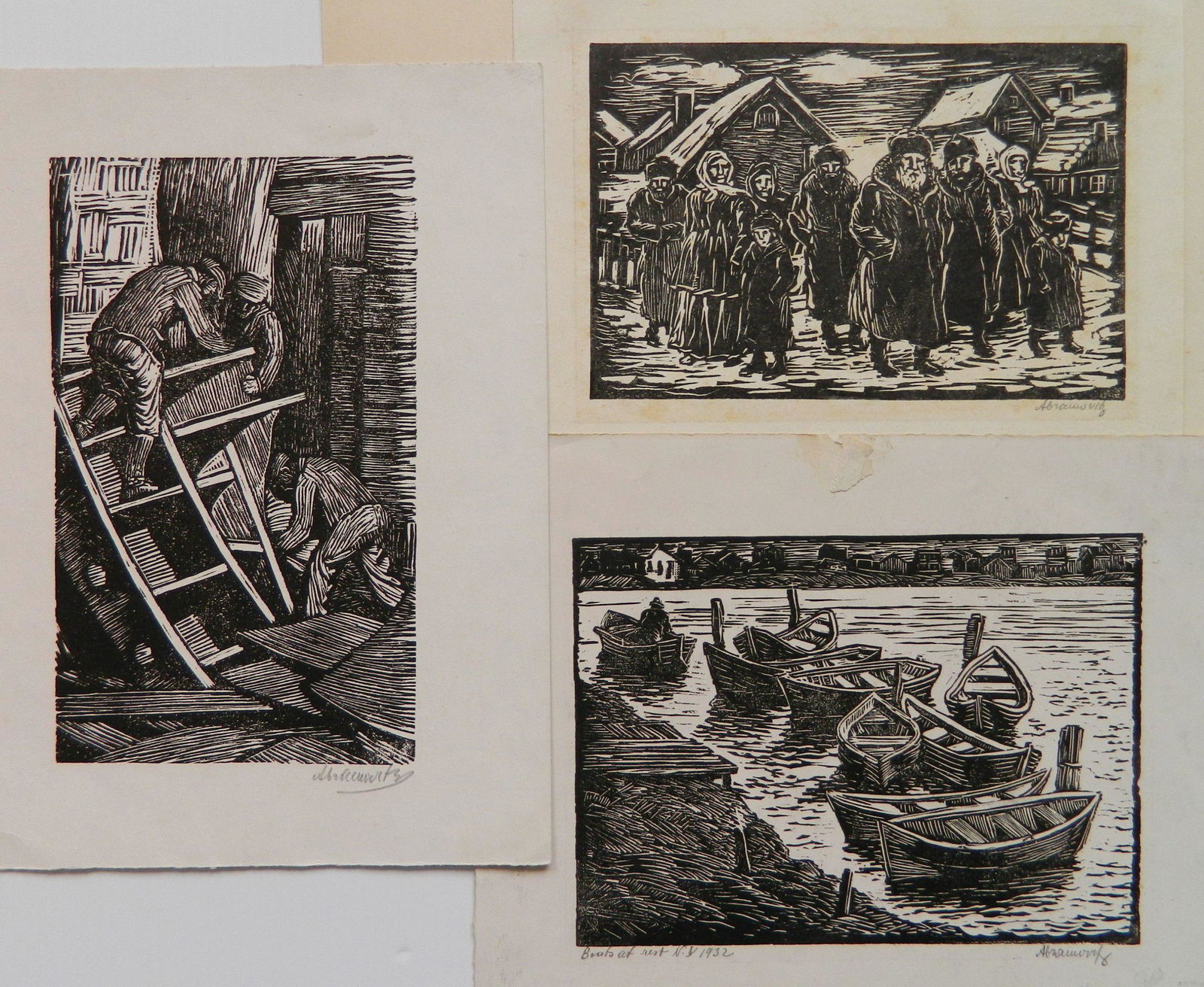 3 Albert Abramovitz woodcuts (1 of 13)