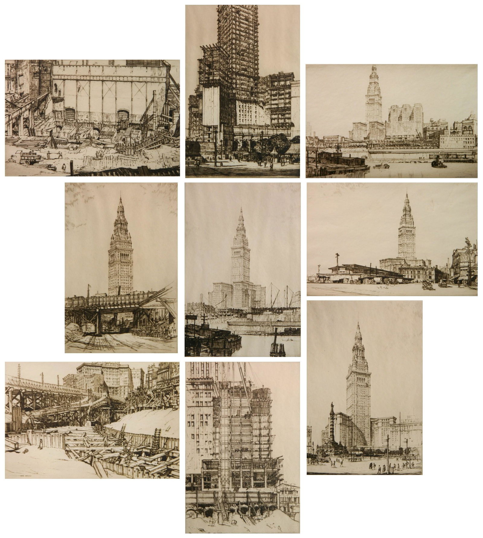 9 Louis C. Rosenberg etchings (1 of 11)