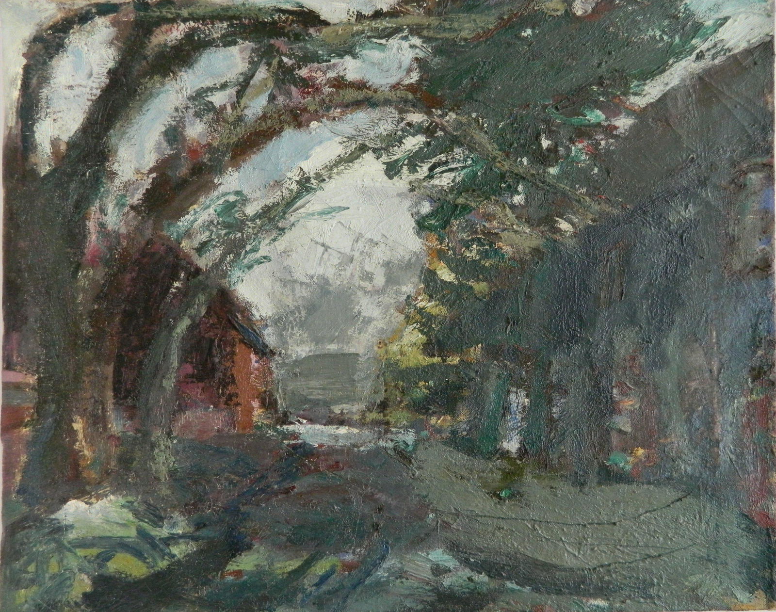 David Kapp oil: David Kapp (American 1953- )- ''Clear and Colder''- oil on canvas, signed David Kapp verso, framed, some craquelure in the paint. 24 x 30''