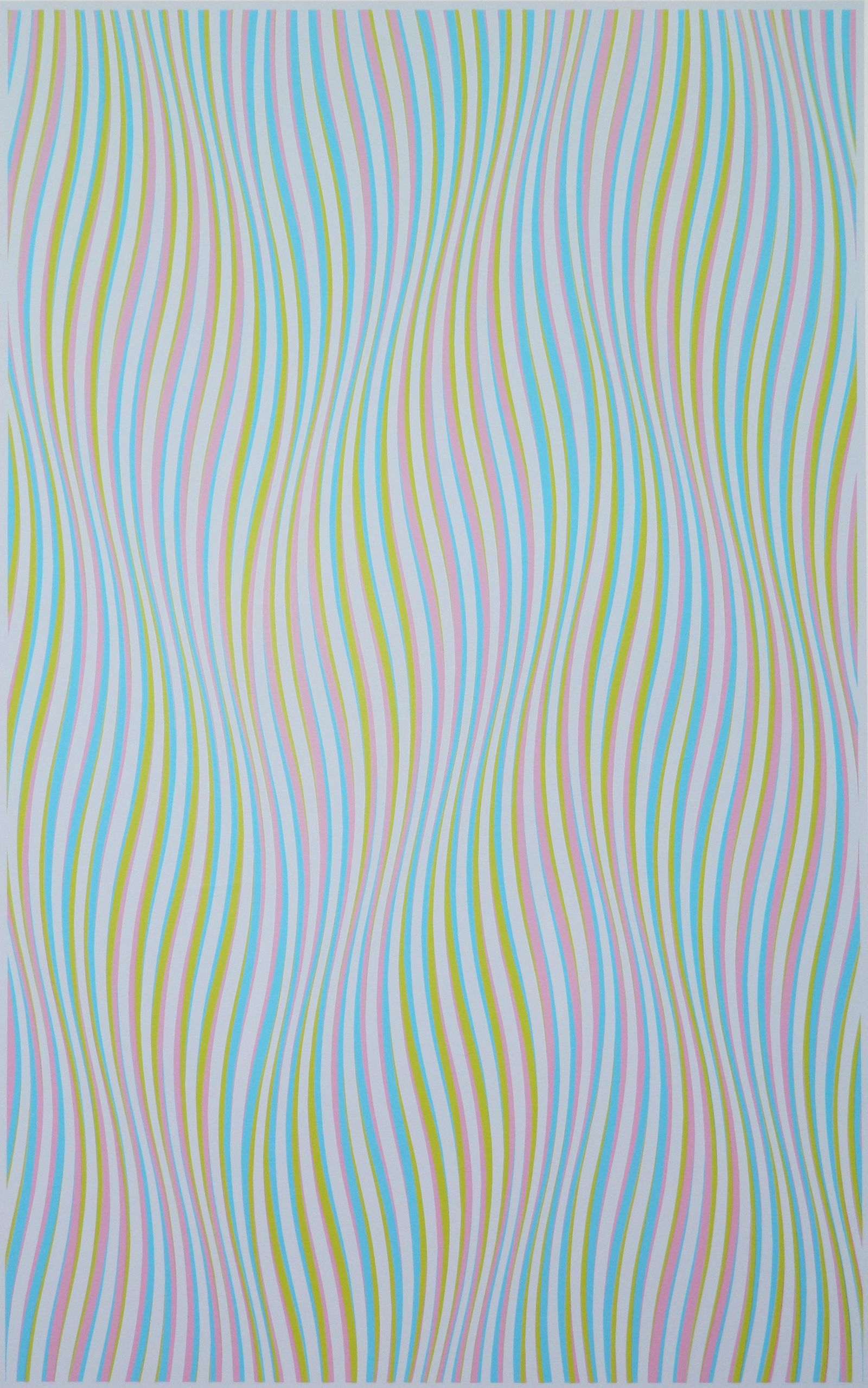 Bridget Riley screenprint: Bridget Riley (British 1931- )- ''Elapse''- screenprint in colors, 1982, signed, dated and titled in pencil, edition of 260, The Print Club of Cleveland publication no. 60. 47 1/4 x 25 1/8''