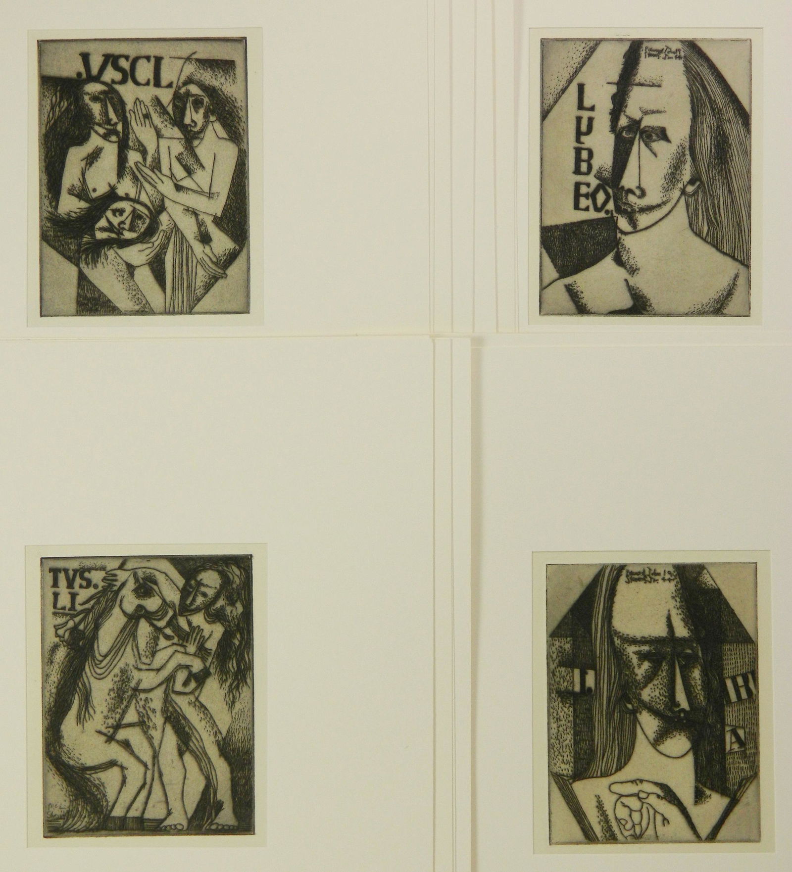 Edward John Stevens Jr. 11 prints: Edward John Stevens Jr. (American 1923-1988)- 11 prints from ''The History of Man'' portfolio of 8 etchings, 1944, edition of 30, multiple copies of 4 different images. approximately 7 3/4 x 5 7/8'' e
