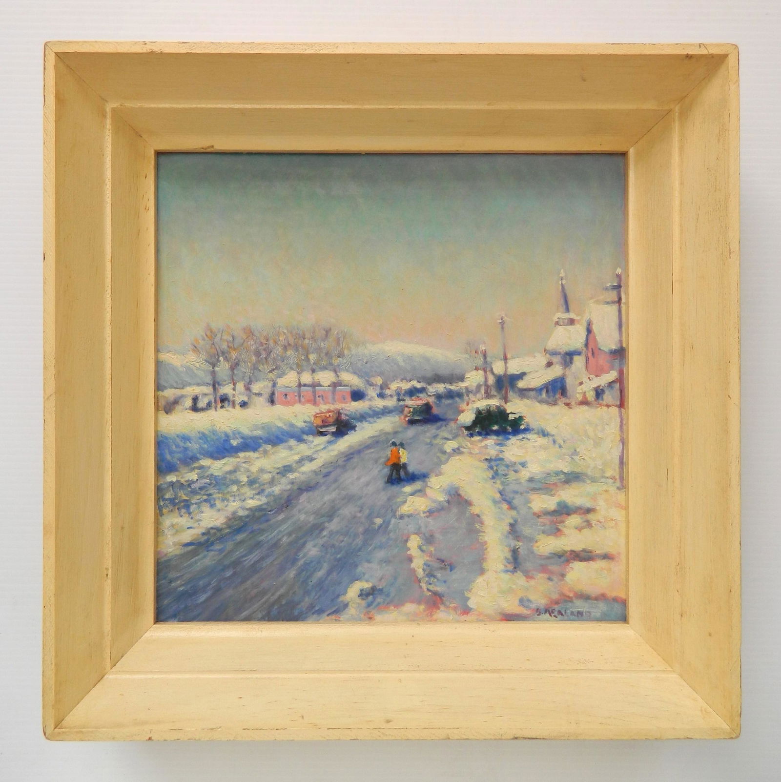 G. Mealand oil: G. Mealand (American 20th c.)- ''After the Storm, Conway N. H.''- oil on masonite, 1960, signed G. Mealand lower right, signed, titled and dated verso, very good condition. 12 x 11 1/2''