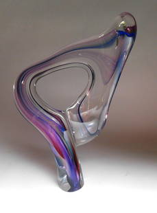 Michael McCarthy glass sculpture: Michael McCarthy (American 20th/ 21st c.)- Untitled- abstract glass sculpture, signed at base. 17 1/2'' h