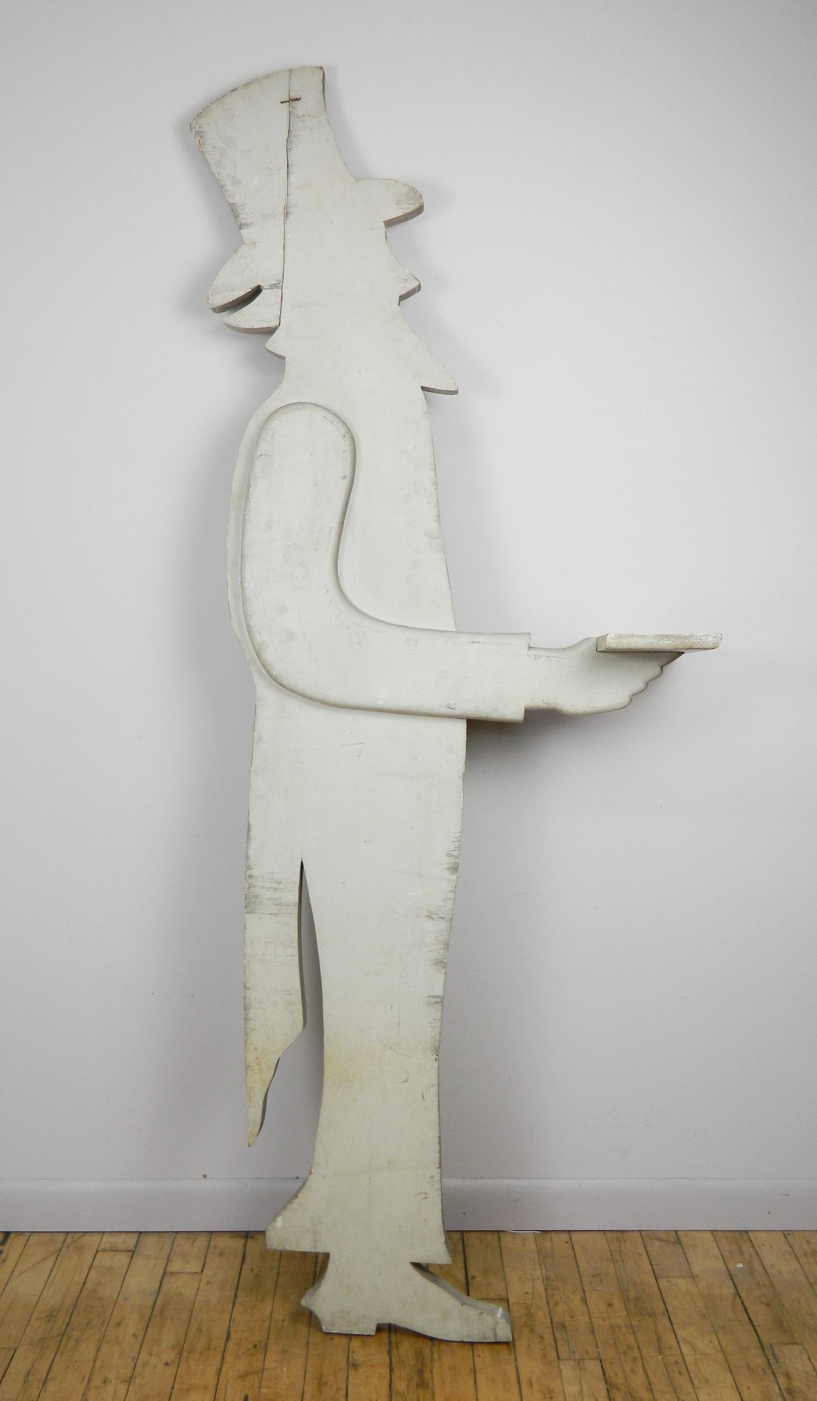 American folk art wooden silhouette: American folk art wooden silhouette- Profile of Uncle Sam, wear throughout. 69 3/4''h