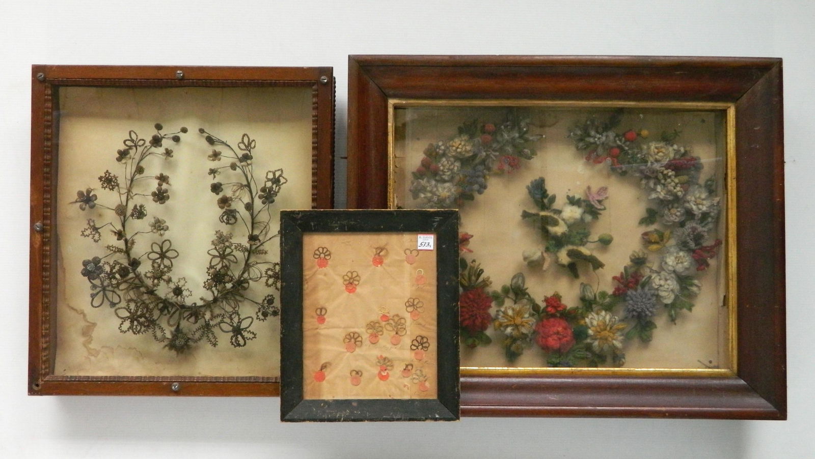 Victorian bird feather and hair wreath (1 of 4)