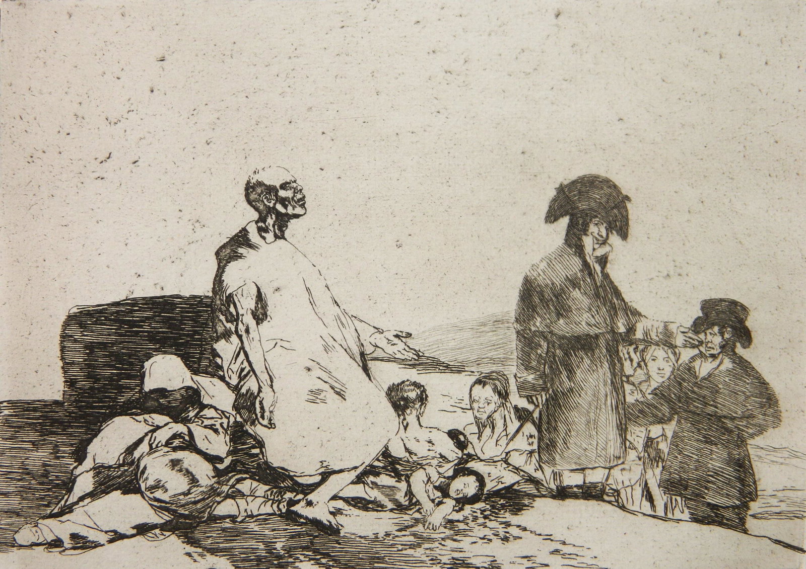 Francisco Goya etcching: Francisco Jose de Goya (Spanish 1746-1828)- ''Si Son de Otro Linage'' (Harris 181)- etching and drypoint, 7th edition, Desastres plate 61, paper slightly age toned. 5 1/8 x 7 1/4''