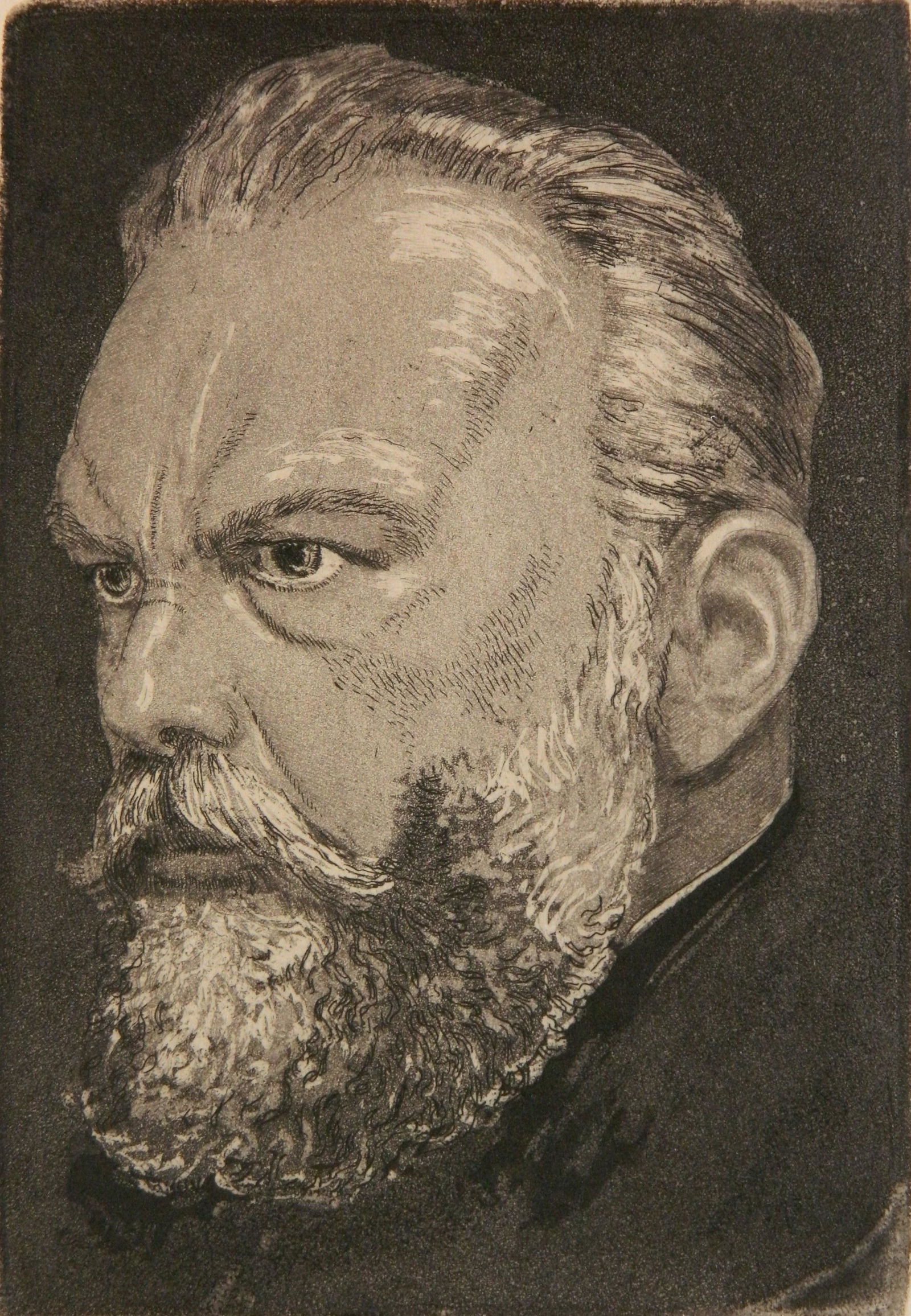 Max Klinger etching: Max Klinger (German 1857-1920)- ''Bildnis Geheimrat Professor Doctor Lamecht'' (Beyer 423 iii/IV)- etching and aquatint, 1915, signed, dated and inscribed '3.2.17 Dr. in pencil, 17th impression of the