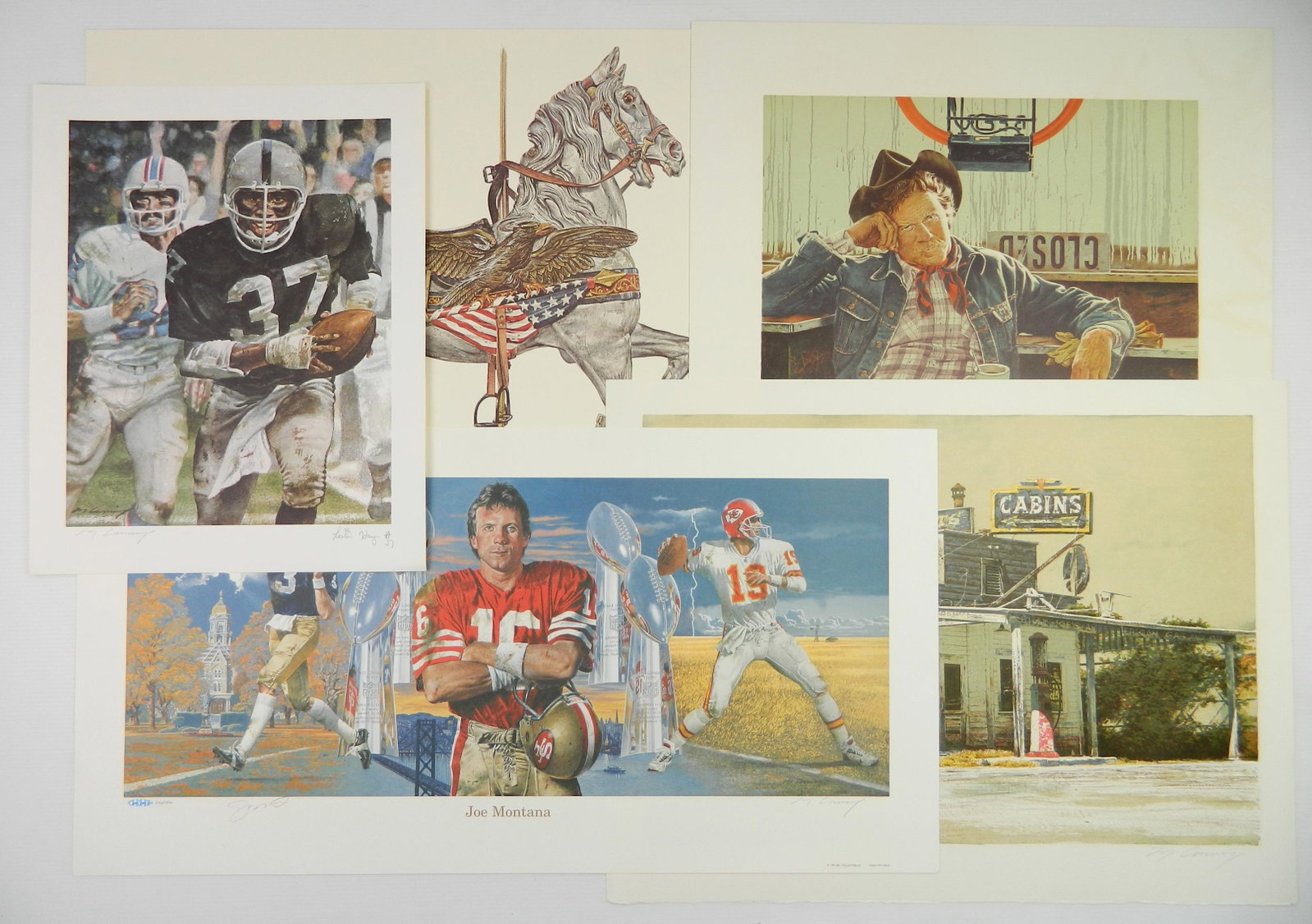 Merv Corning 5 lithographs: Merv Corning (American 1926-2006)- 5 lithographs in color- 1.) ''Cabins''- 1977, signed and numbered 5/30 and annotated A.P. in pencil, 17 1/2 x 25 1/8''; 2.) ''Down the Road''- 1977, signed, annotate