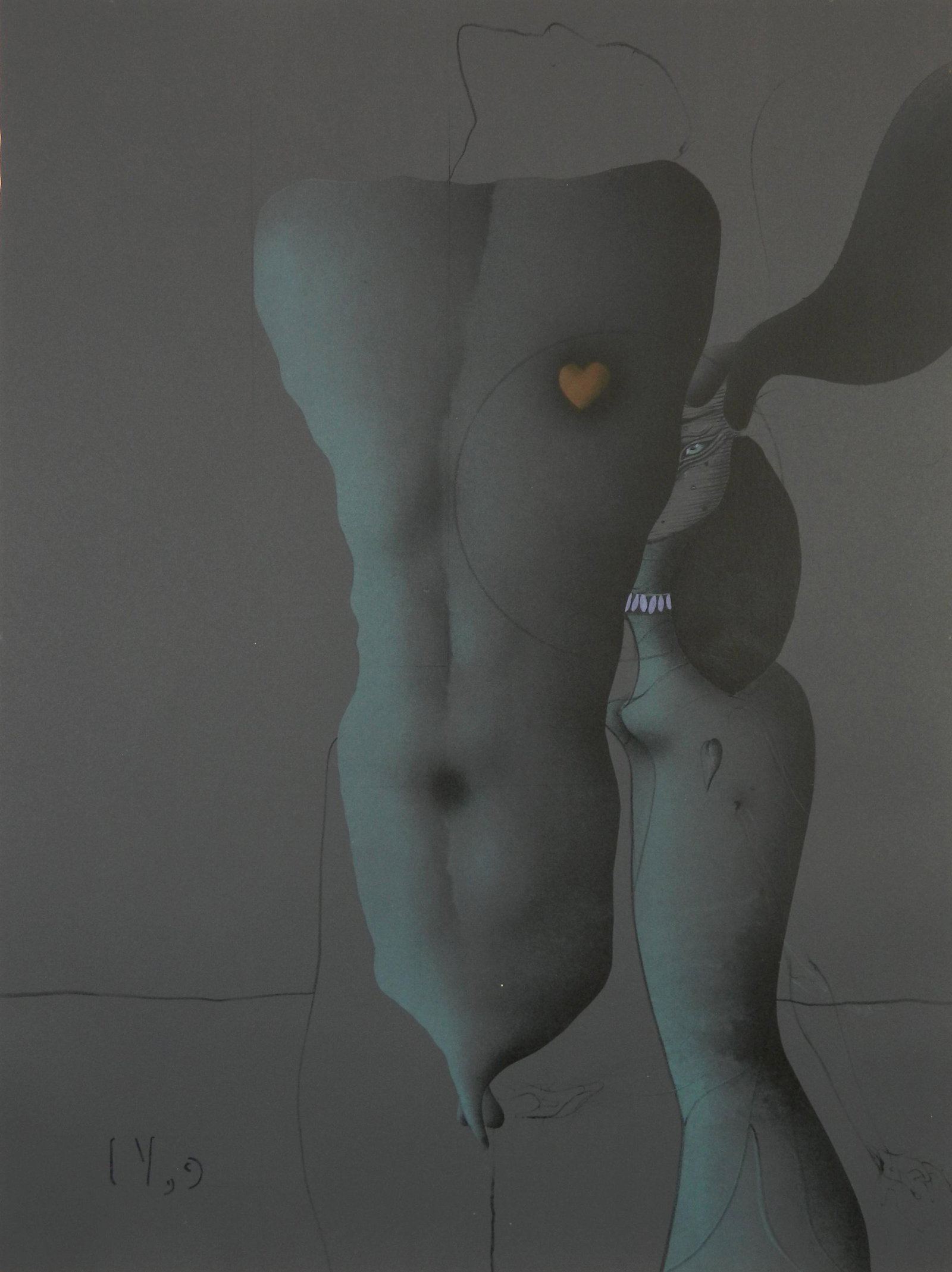Paul Wunderlich lithograph: Paul Wunderlich (German 1927-2010)- ''Salomo, Mir Deiner Augen Einem'' (Riedinger 364)- lithograph in color, 1969, signed and annotated 'E. A.' in pencil, paper slightly age toned. 23 1/2 x 17 1/2''