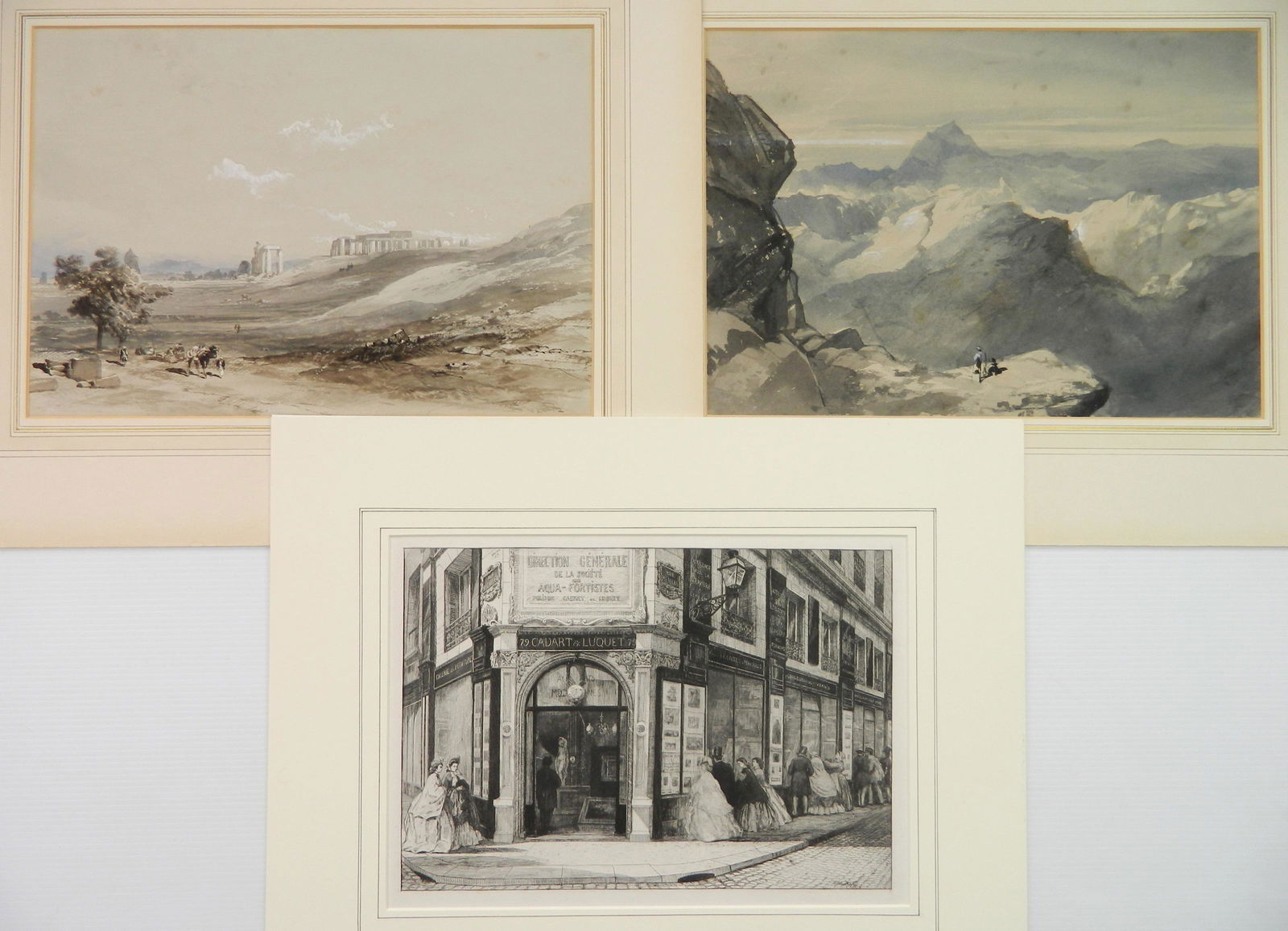 2 British watercolors and 1 French print (1 of 10)