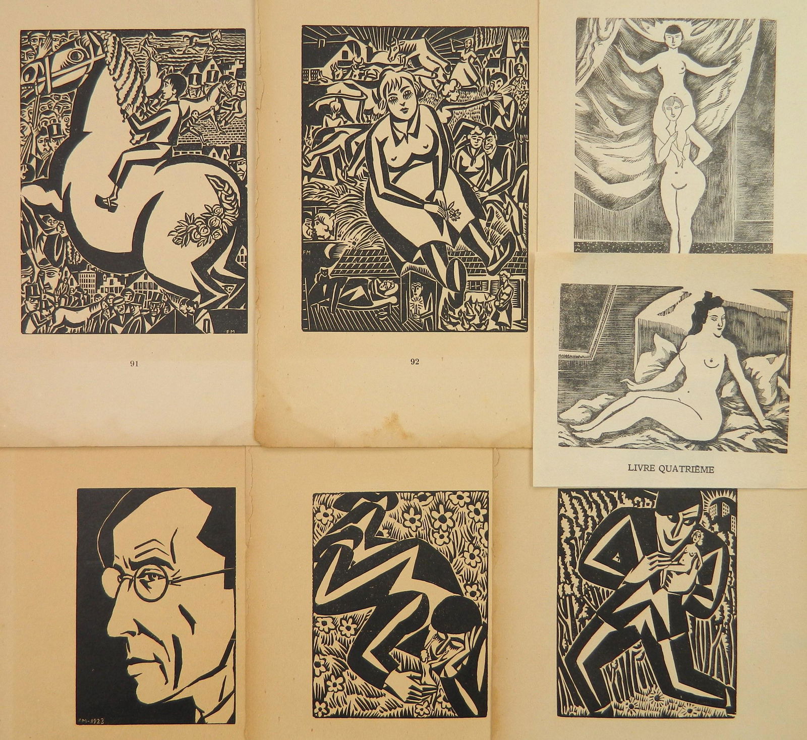 7 Woodcuts- 5 F. Masereel and 2 T. Foujita (1 of 5)