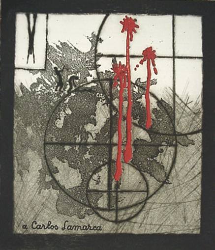 Y. Baliff- ''A Carlos Lamarca''- etching in colors