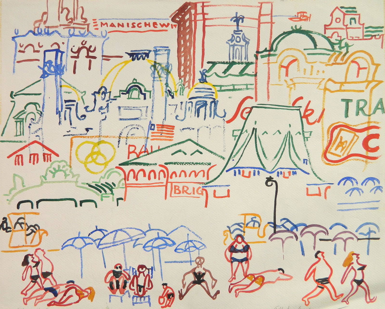 Alfred Bendiner watercolor (1 of 6)