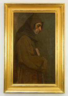 Gustave G. Adomeit oil: George G. Adomeit (American 1879-1967)- ''Friar''- oil on canvas, signed Geo. G. Adomeit lower right, framed. 22 x 13''