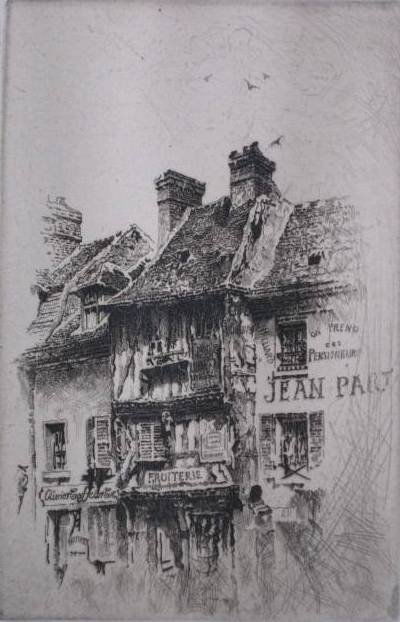 John Taylor Arms etching: John Taylor Arms- ''Veterans'' (Fletcher 6)- etching, 1916, signed in pencil, edition of 130, Gable Series #3, light struck and mat burn. 5 7/8 x 3 7/8''