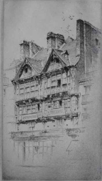 John Taylor Arms etching: John Taylor Arms- ''The Twins'' (Fletcher 119)- etching, 1922, signed and annotated 'Trial proof' in pencil, edition of 75, Gable series #8, light struck and mat burn. 10 3/8 x 5 5/8''