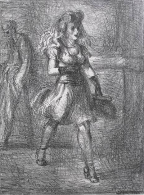 Reginald Marsh lithograph: Reginald Marsh- ''Girl Walking'' (Sasowsky 28)- lithograph, 1945, signed in pencil, very good condition. 10 5/8 x 7 7/8''