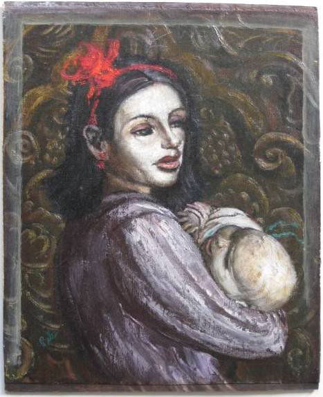 Albert Pels oil: Albert Pels- ''My Little Baby''- oil on canvas laid on masonite, signed lower left, very good condition. 16 x 13''