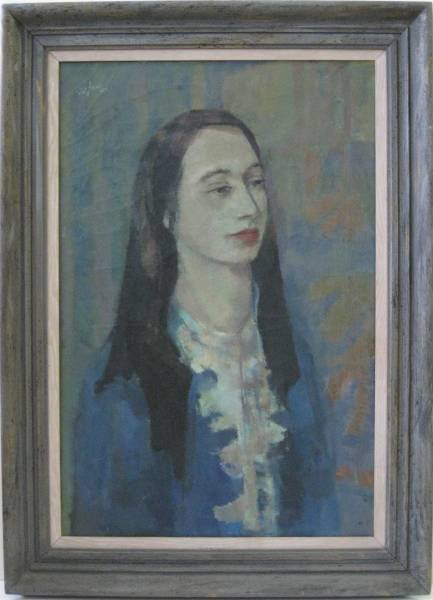 Jack Zajac oil: Jack Zajac- Portrait- oil on canvas, 1961, signed and dated upper left, Prov: Felix Landau Gallery. 30 x 20''