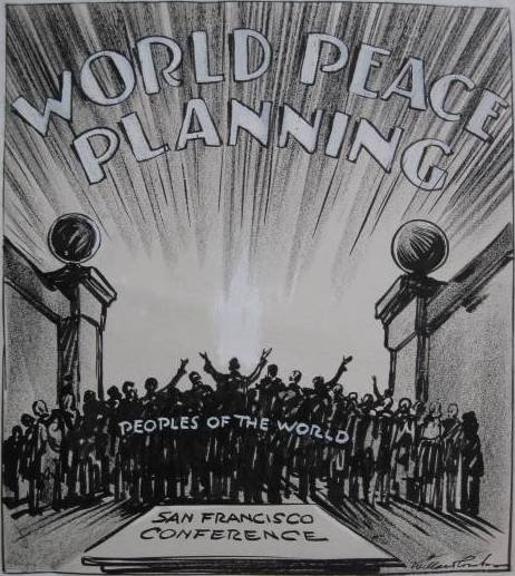 Willard Coombs- 2 pen and ink: Willard Coombs- ''Cleveland Muny Court Bench''; ''World Peace Planning''- 2 pen and ink and white gouache on paper, both signed, some minor soiling otherwise very good condition. 21 x 14'' ea.