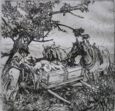 Henry G. Keller- 2 etchings: Henry G. Keller- ''Lotus and Pond Lillies'' & ''Noonday Meal''- 2 etchings, both singed in pencil, minor foxing in 'Lotus' otherwise both in good condition. 4 1/8 x 6 3/8''; 7 3/4 x 8 1/8''